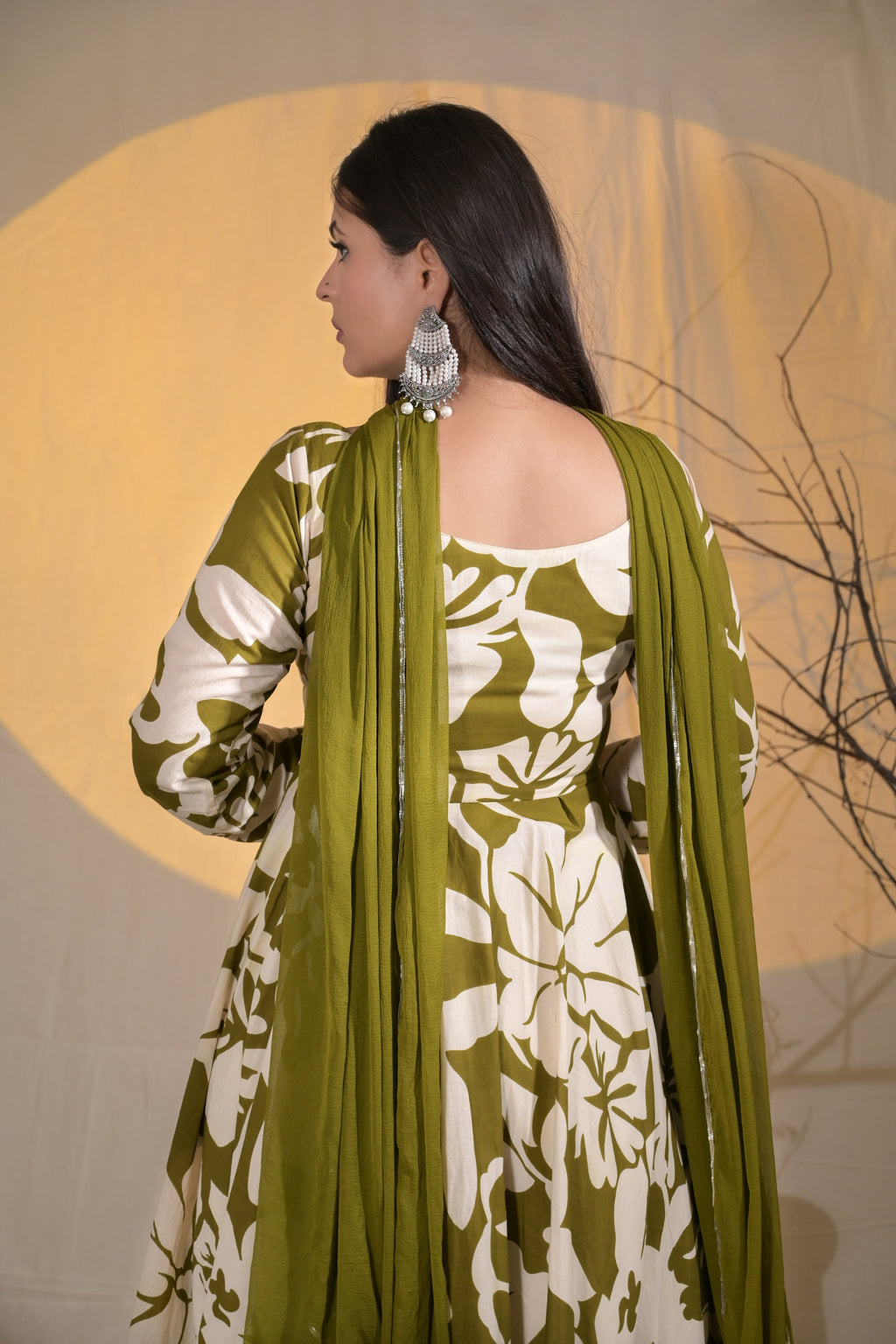 OLIVE AURA ANARKALI SUIT SET