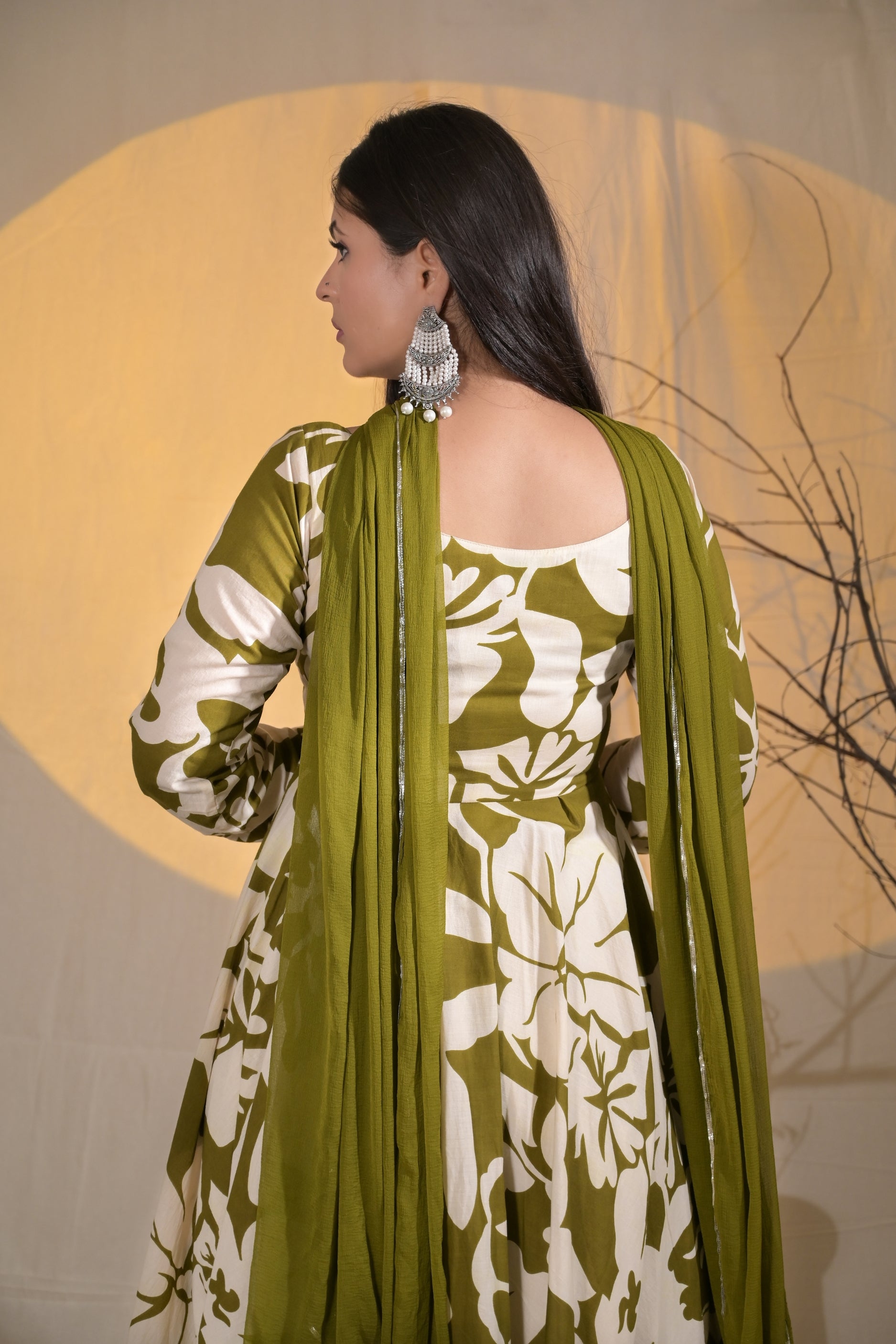 OLIVE AURA ANARKALI SUIT SET