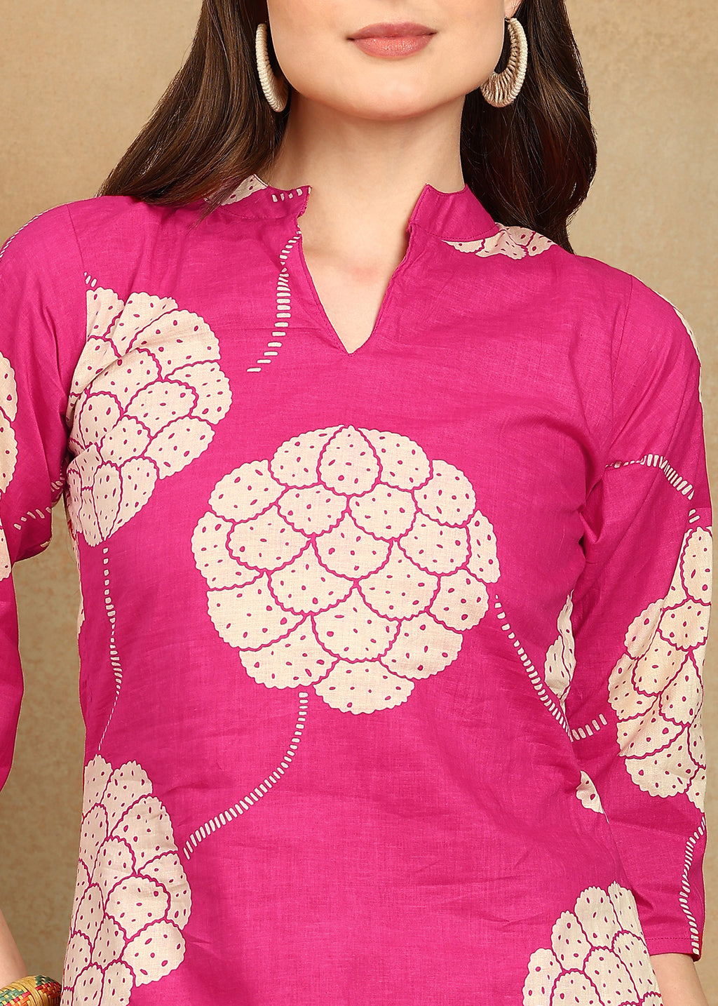 PINK FLORAL KURTA SET