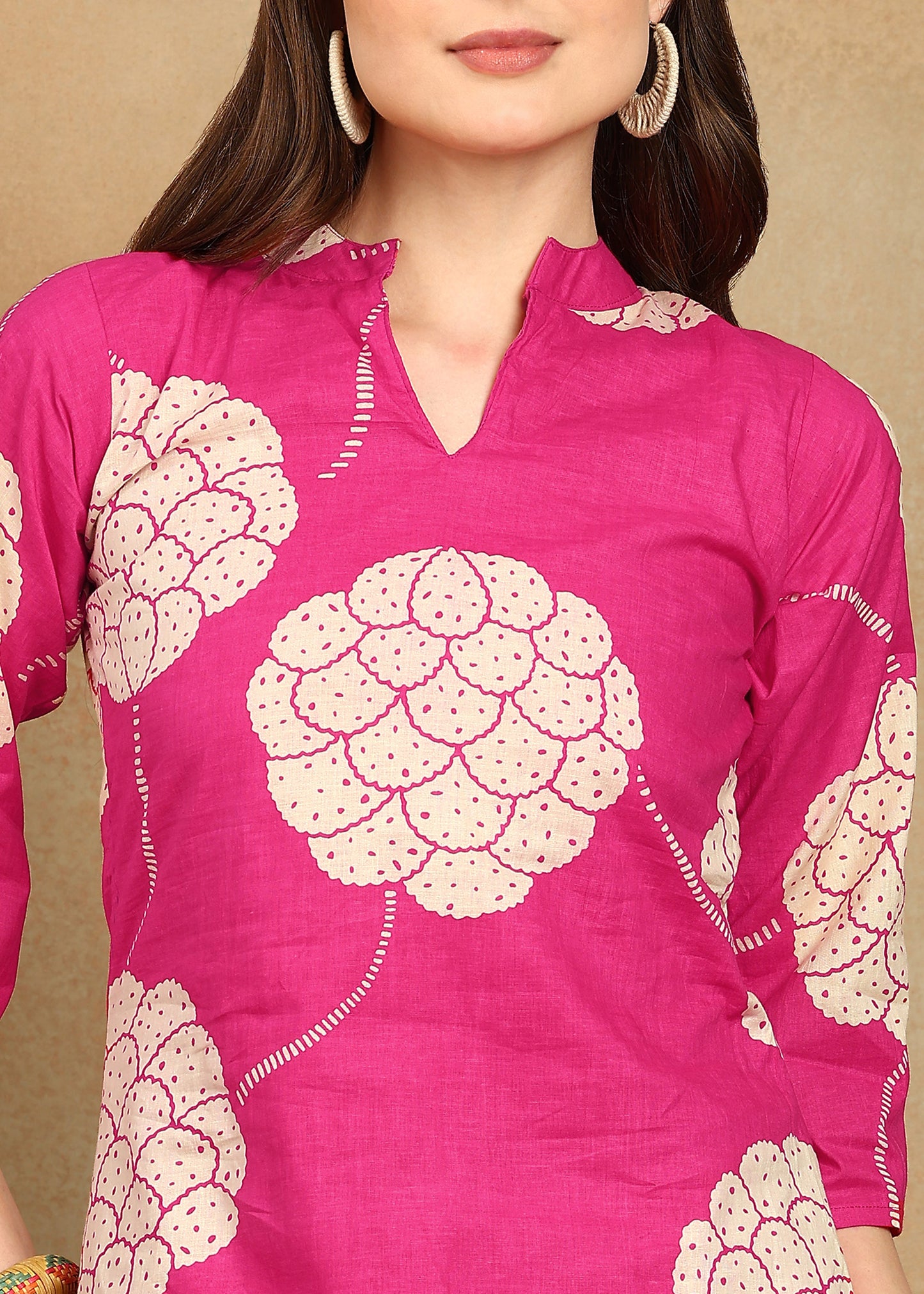 PINK FLORAL KURTA SET
