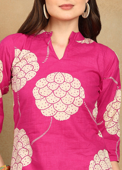 PINK FLORAL KURTA SET