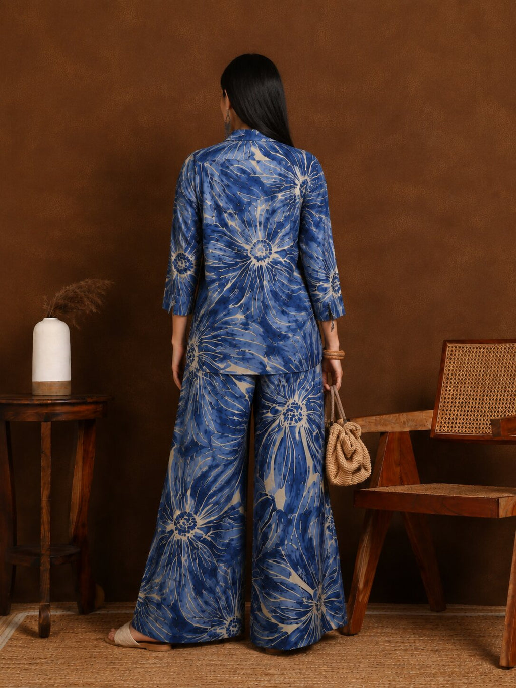 BLUE ABSTRACT CO-ORD SET
