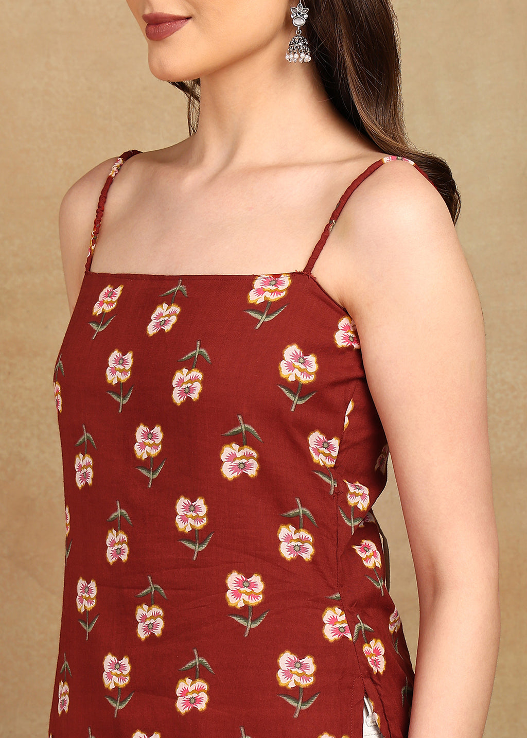 MAROON FLORAL KURTI