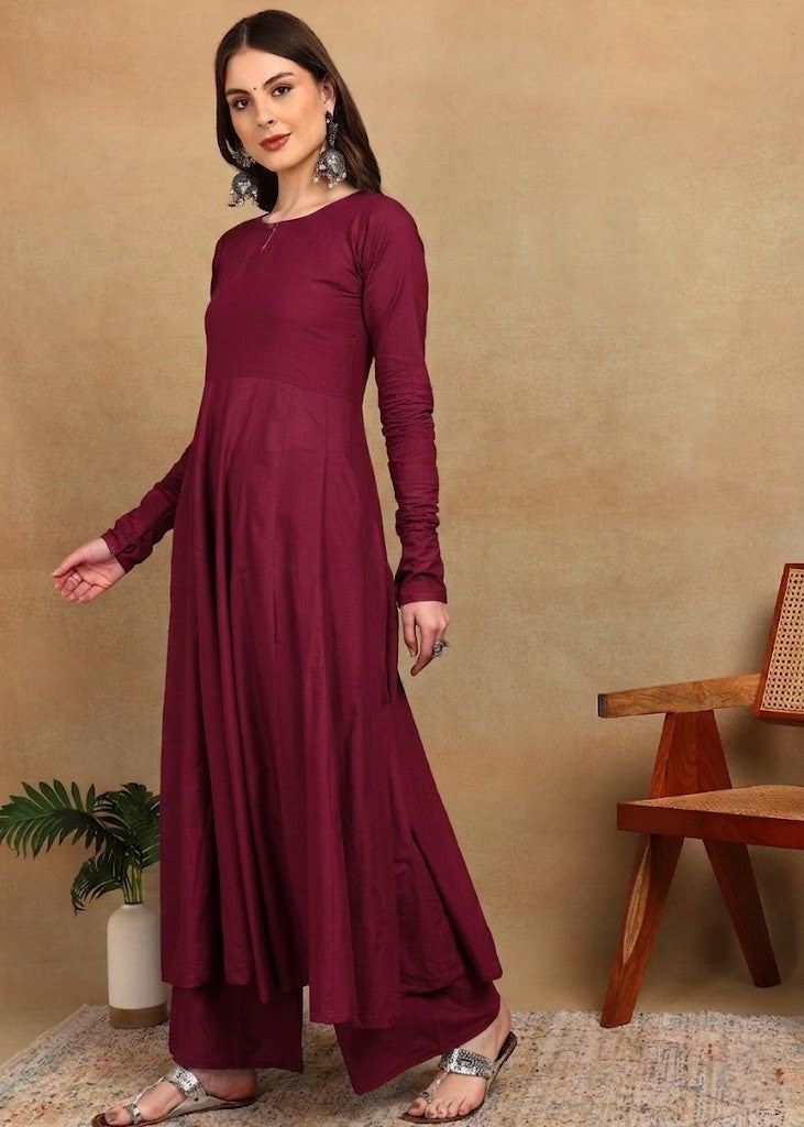 WINE ELEGANT KURTA PLAZZO SET