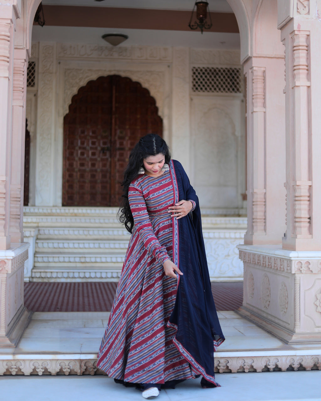 ROYAL STRIPED ANARKALI SUIT SET