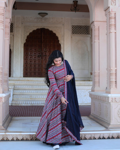 ROYAL STRIPED ANARKALI SUIT SET