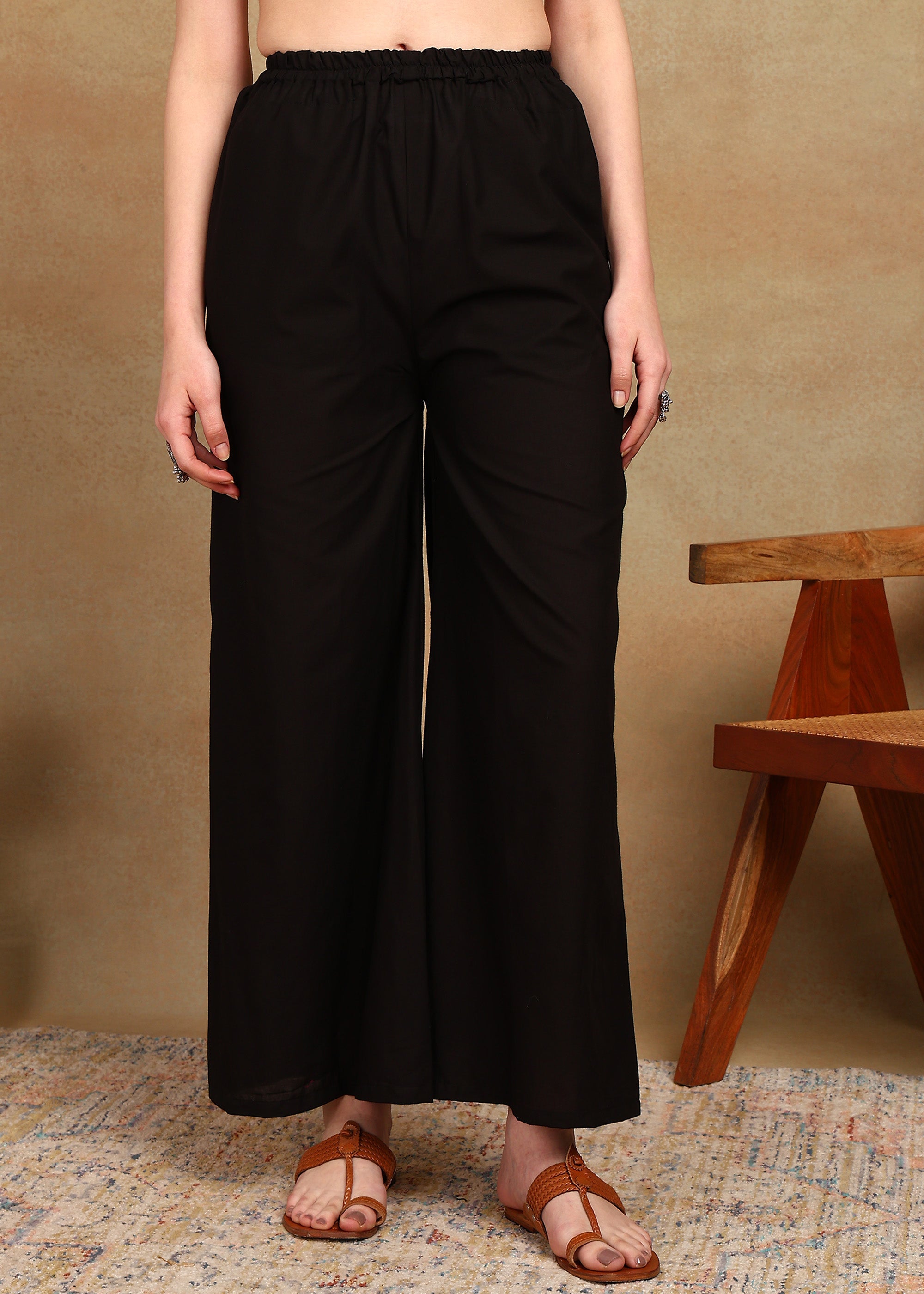 BLACK RED YOKE KURTA PLAZZO SET