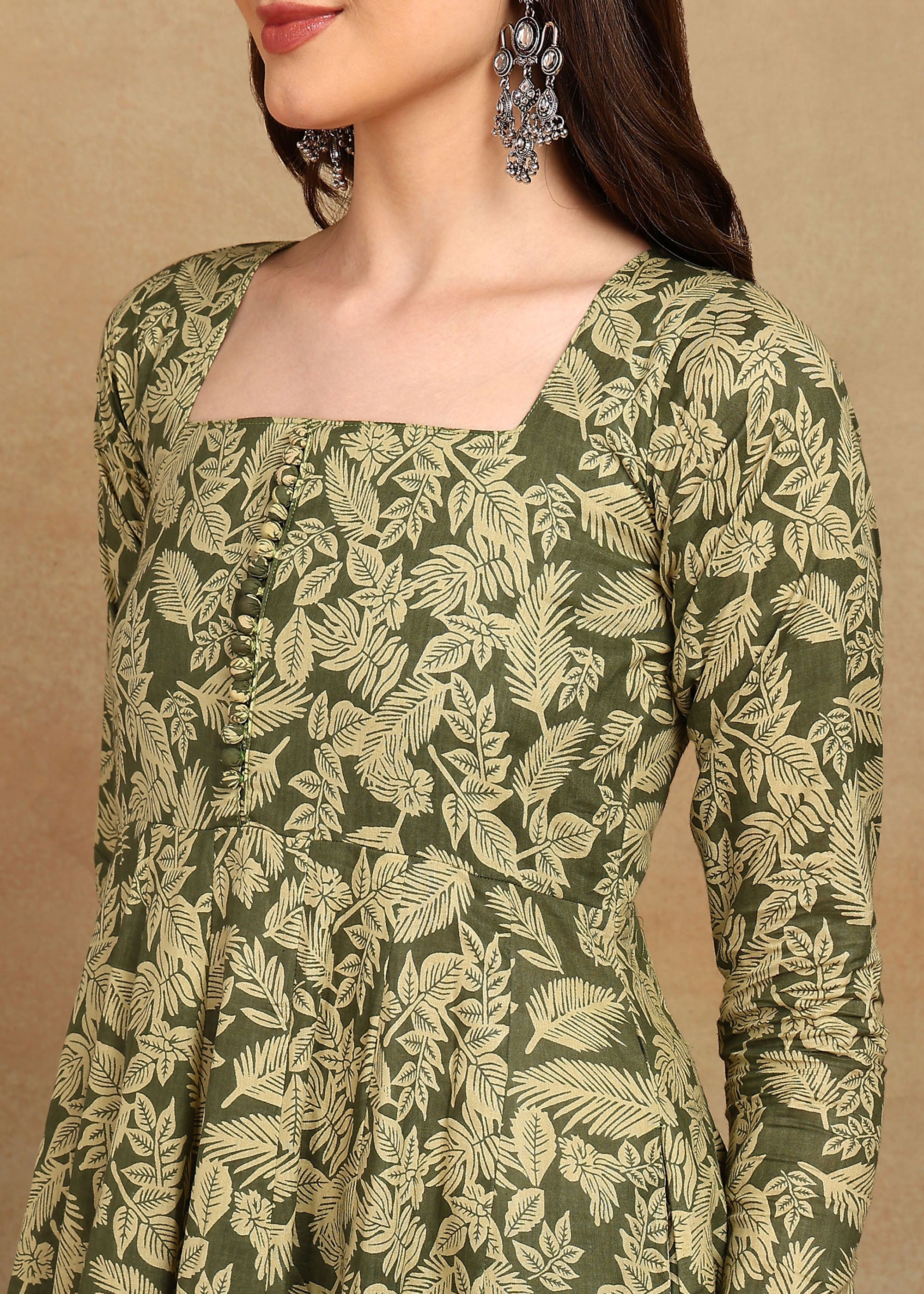 OLIVE HERITAGE ANARKALI SUIT SET