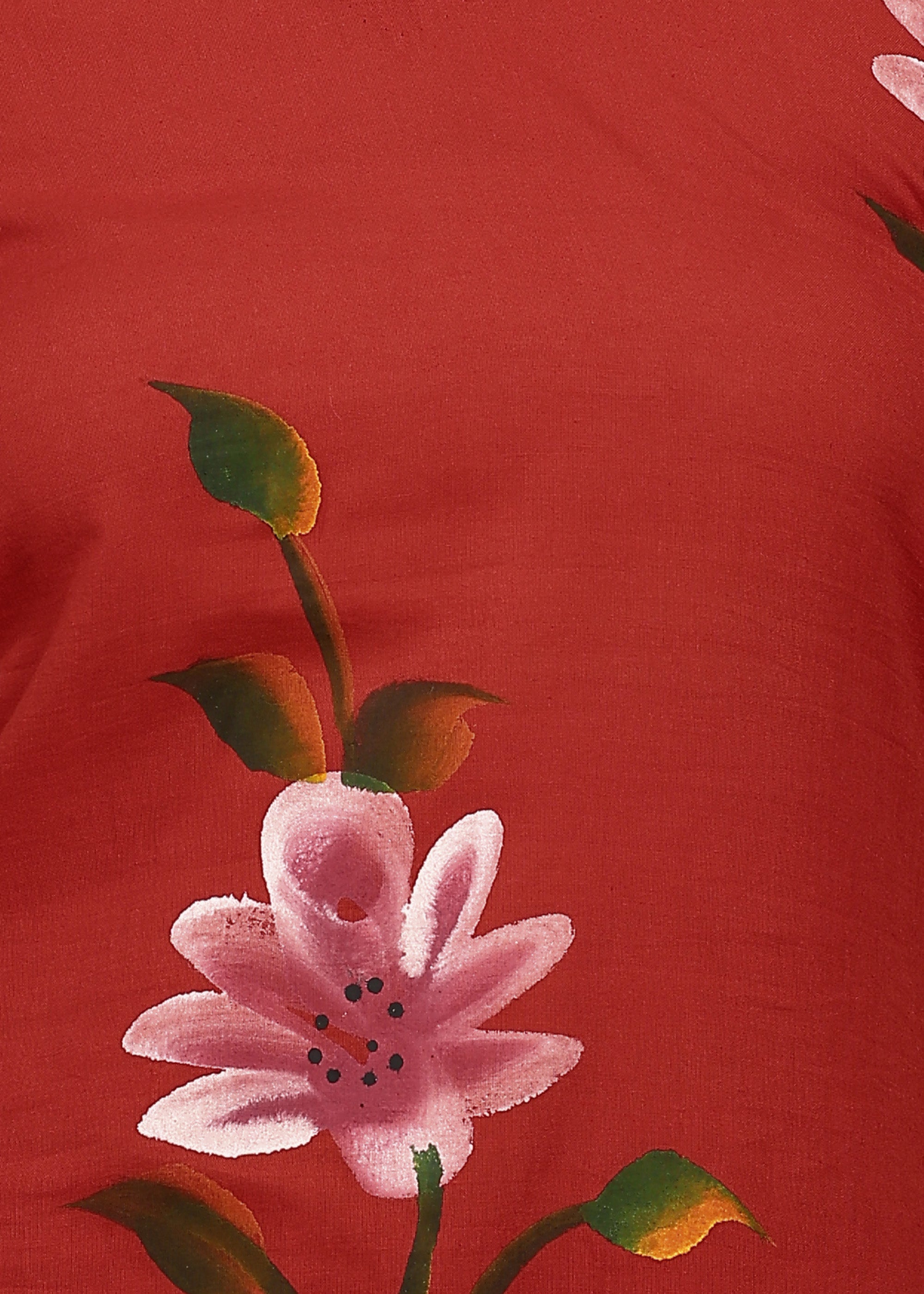 RED HANDPAINTED FLORAL SUIT SET