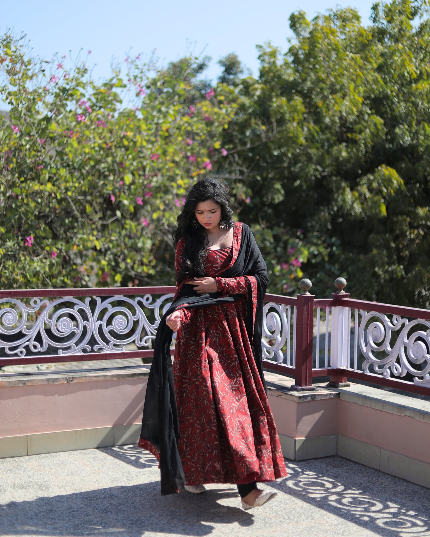 AFREEN RED BLACK SUIT SET