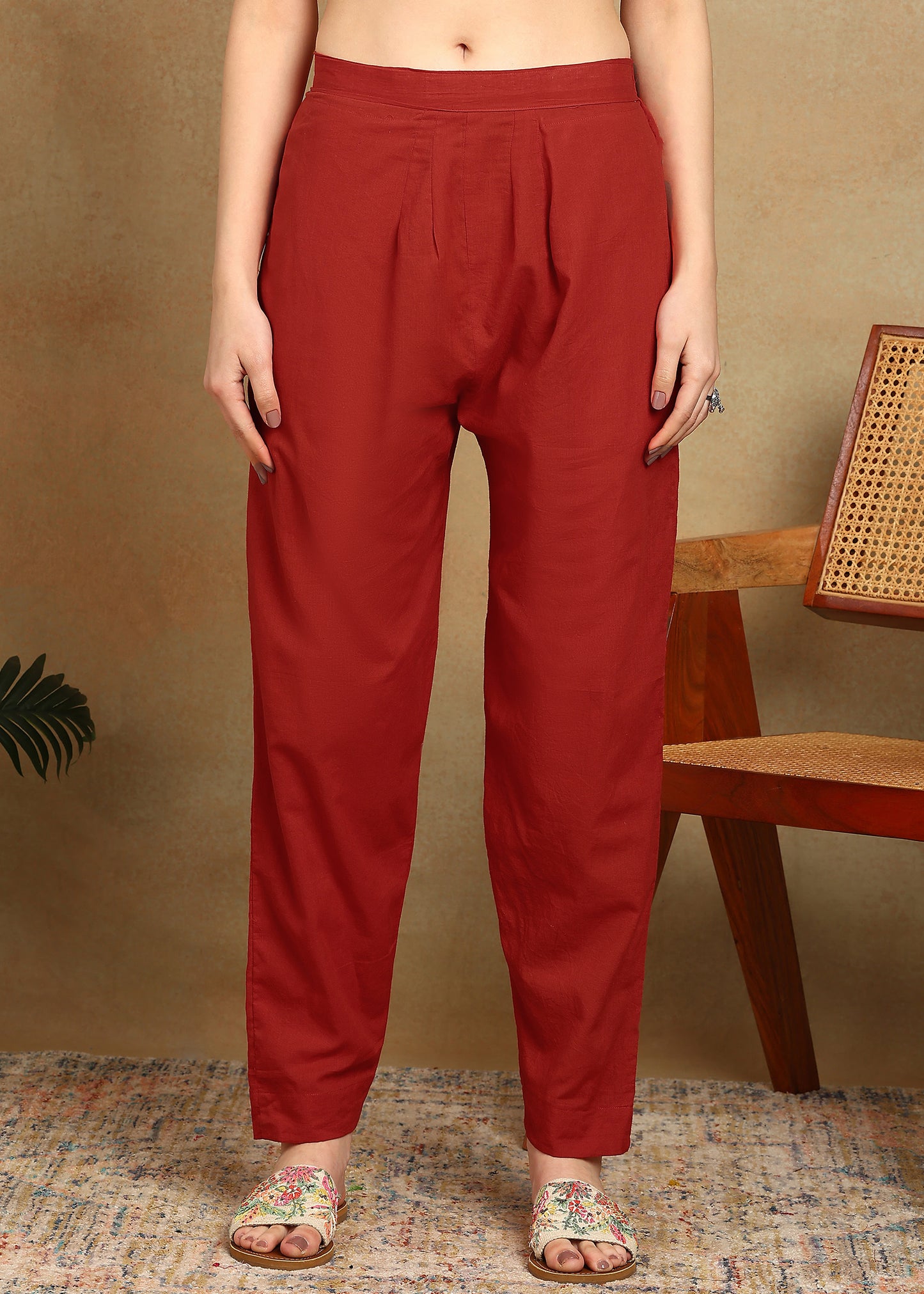 RED HANDPAINTED FLORAL SUIT SET