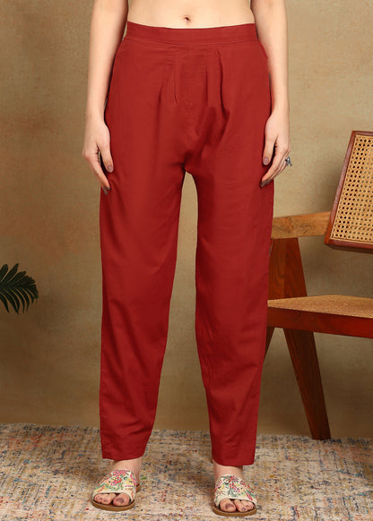 RED HANDPAINTED FLORAL SUIT SET