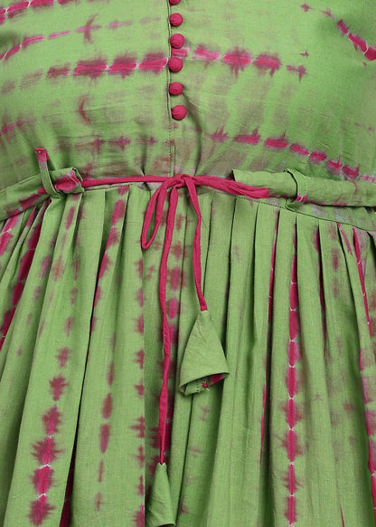 GREEN PINK SHIBORI SUIT SET