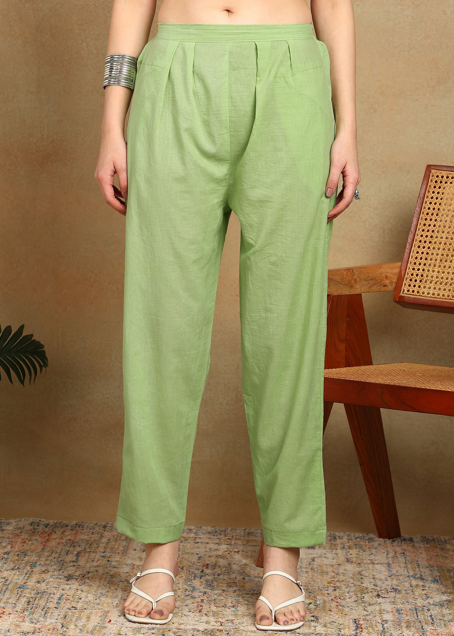 GREEN HANDPAINTED FLORAL SUIT SET