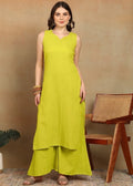 LIME SLUB KURTA PLAZZO