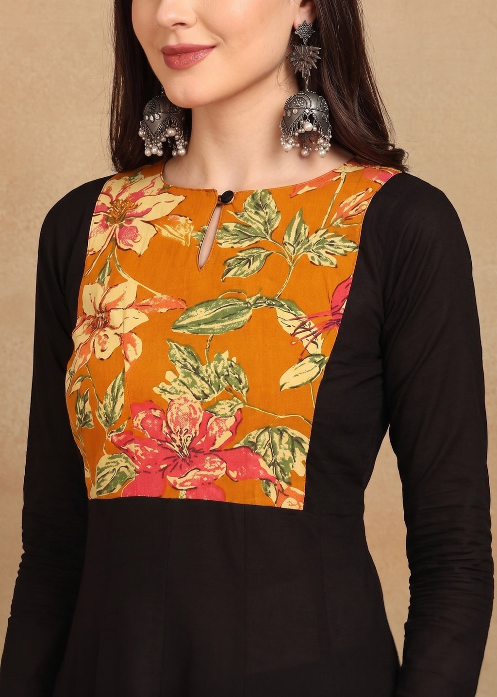 BLACK MUSTARD YOKE KURTA PLAZZO
