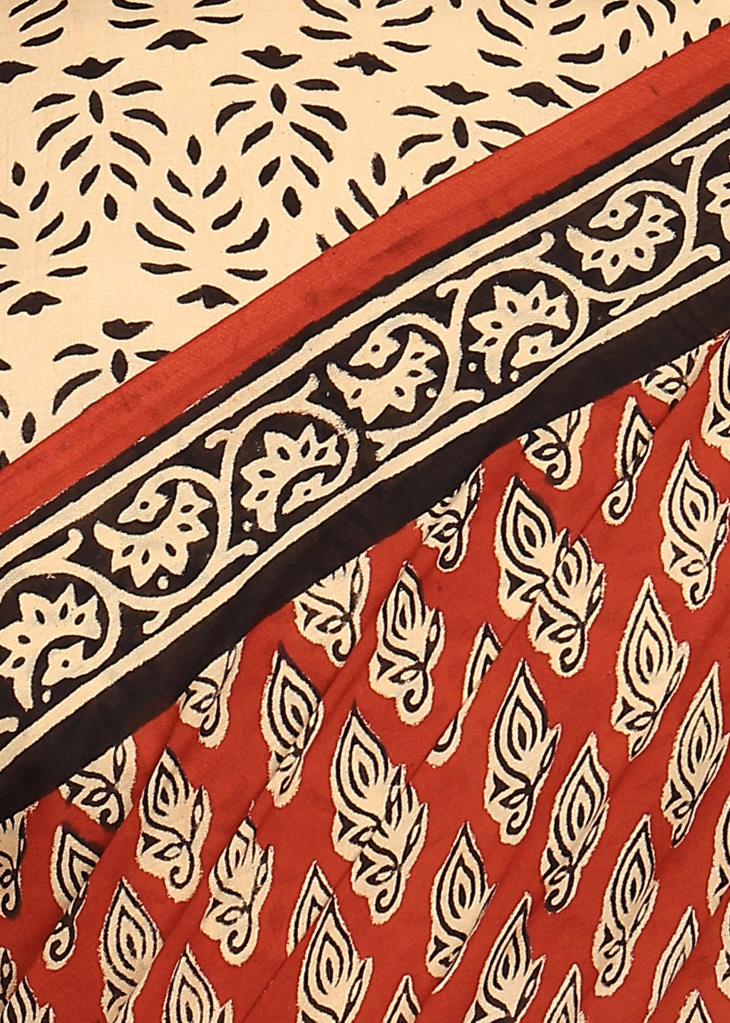 READY TO WEAR RED AJRAKH SAREE