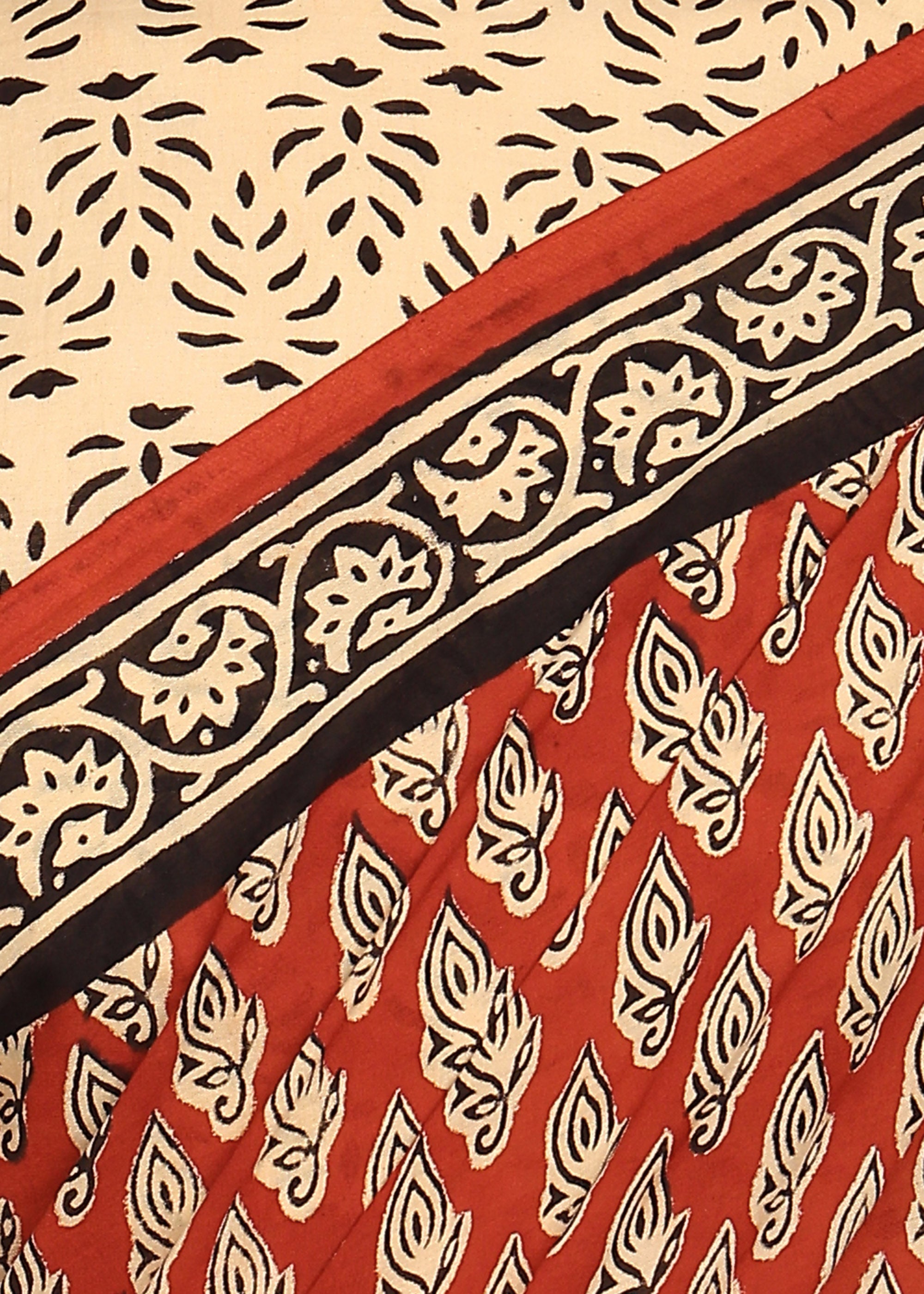 READY TO WEAR RED AJRAKH SAREE