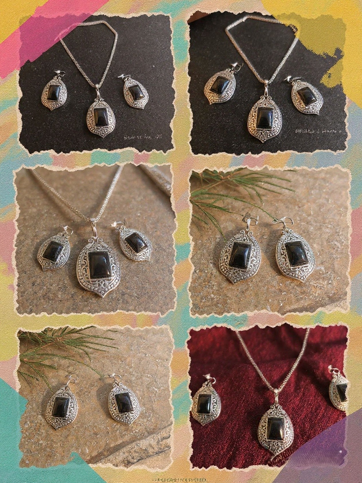 BLACK STONE PENDENT SET