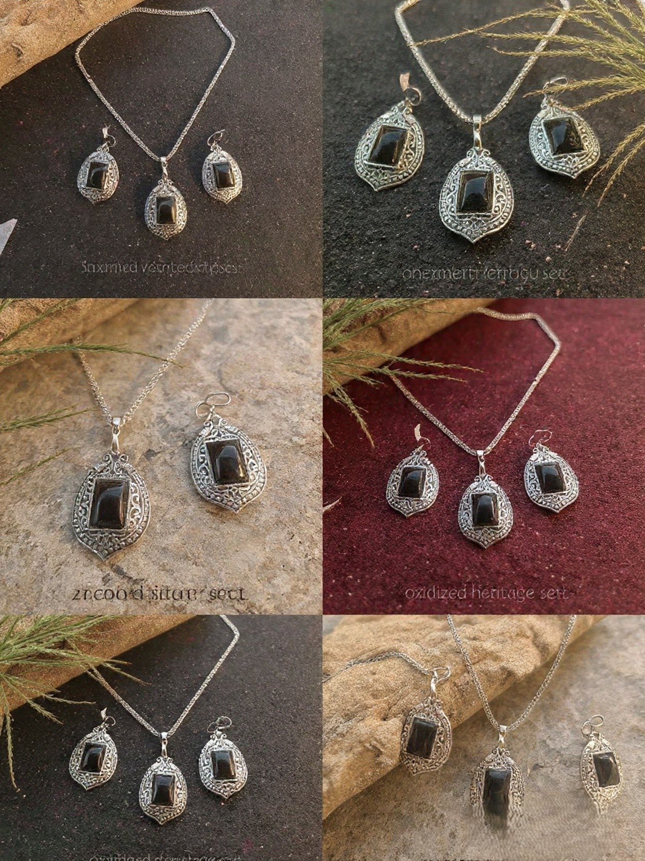 BLACK STONE PENDENT SET