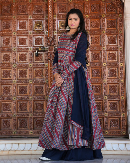 ROYAL STRIPED ANARKALI SUIT SET