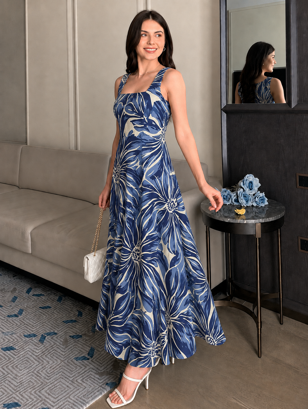 TROPICAL STRAP DRESS
