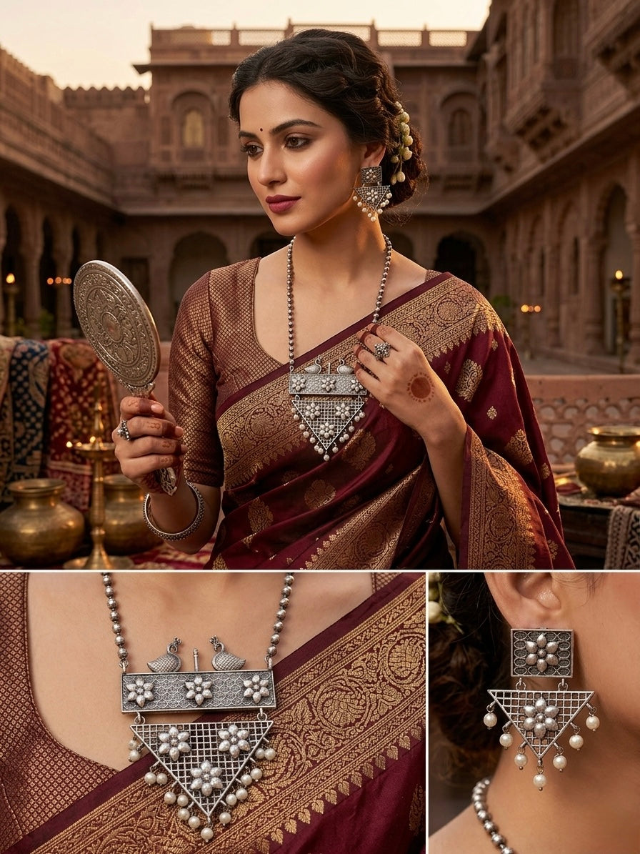 CLASSY PENDANT SET TEMPLE DESIGN