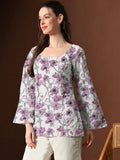 PURPLE WHITE BELL KURTI