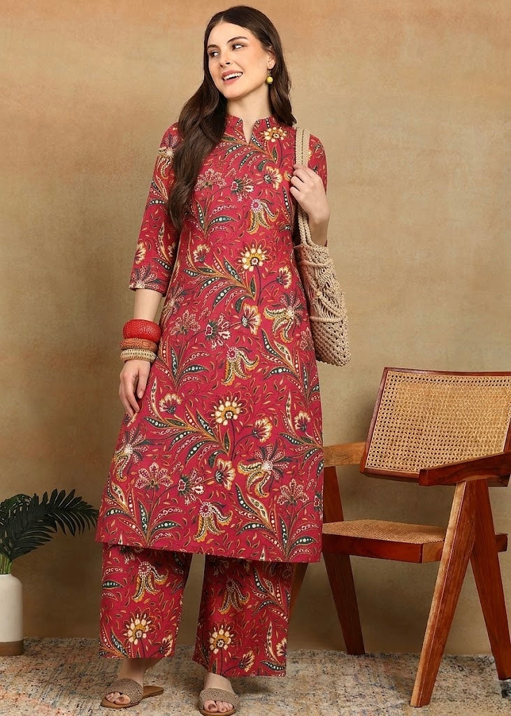 RED KURTA PLAZZO SET
