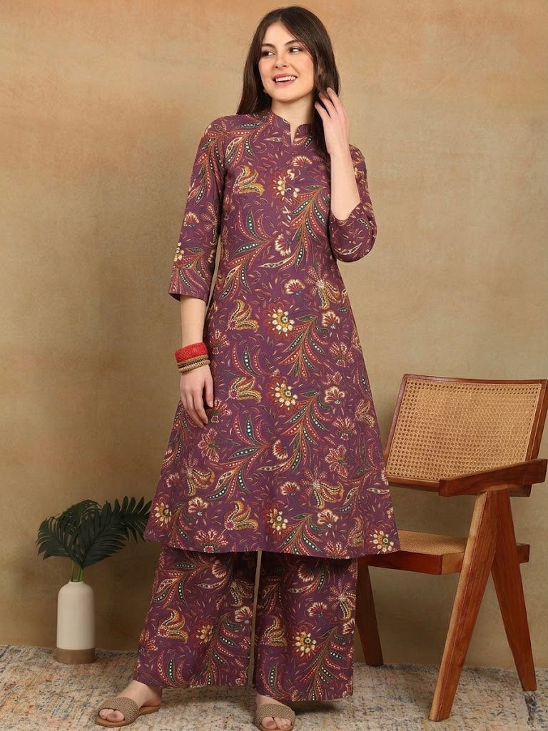 PURPLE KURTA PLAZZO SET