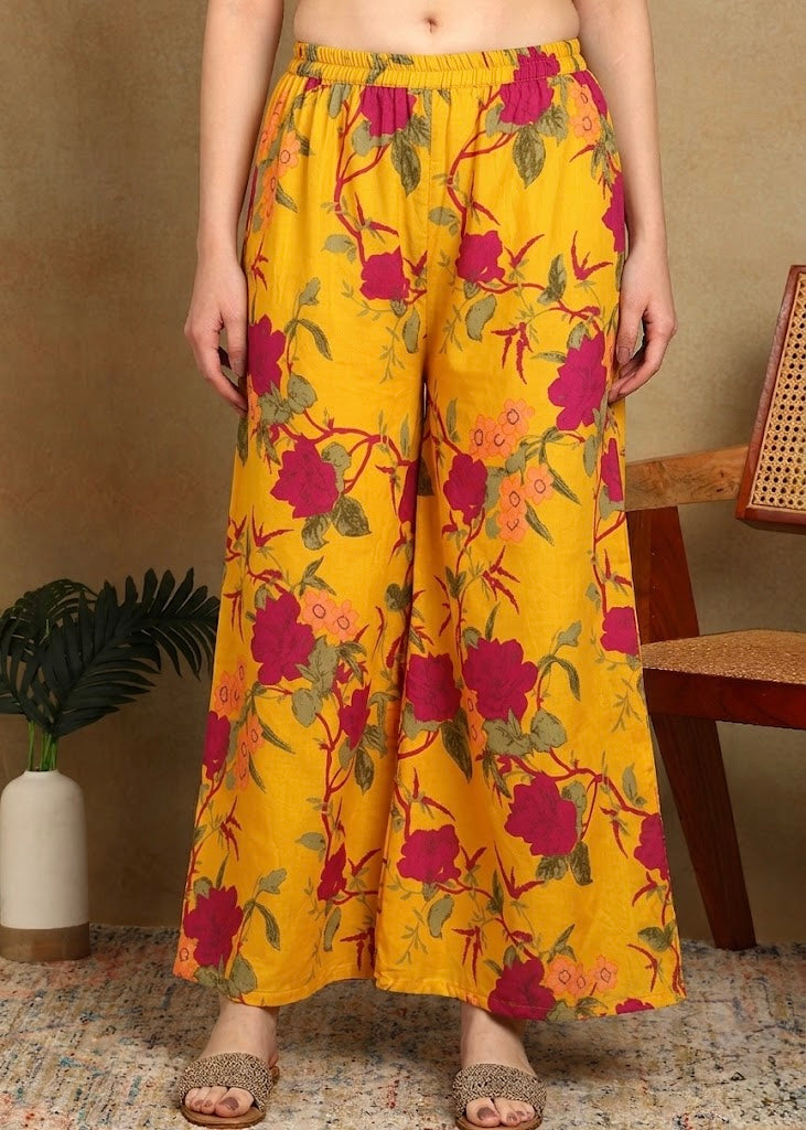 MUSTARD HALTER KURTA PLAZZO SET