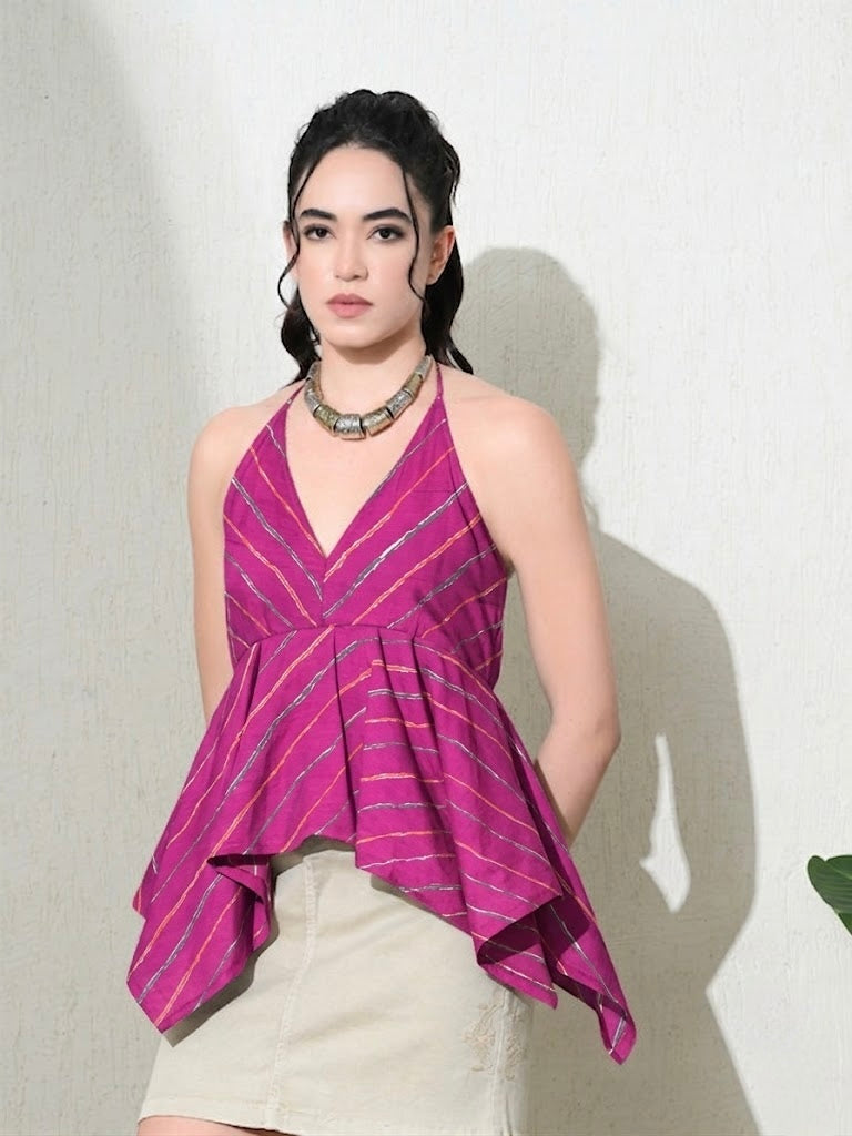 PINK LAHERIA DESIGNER KURTI