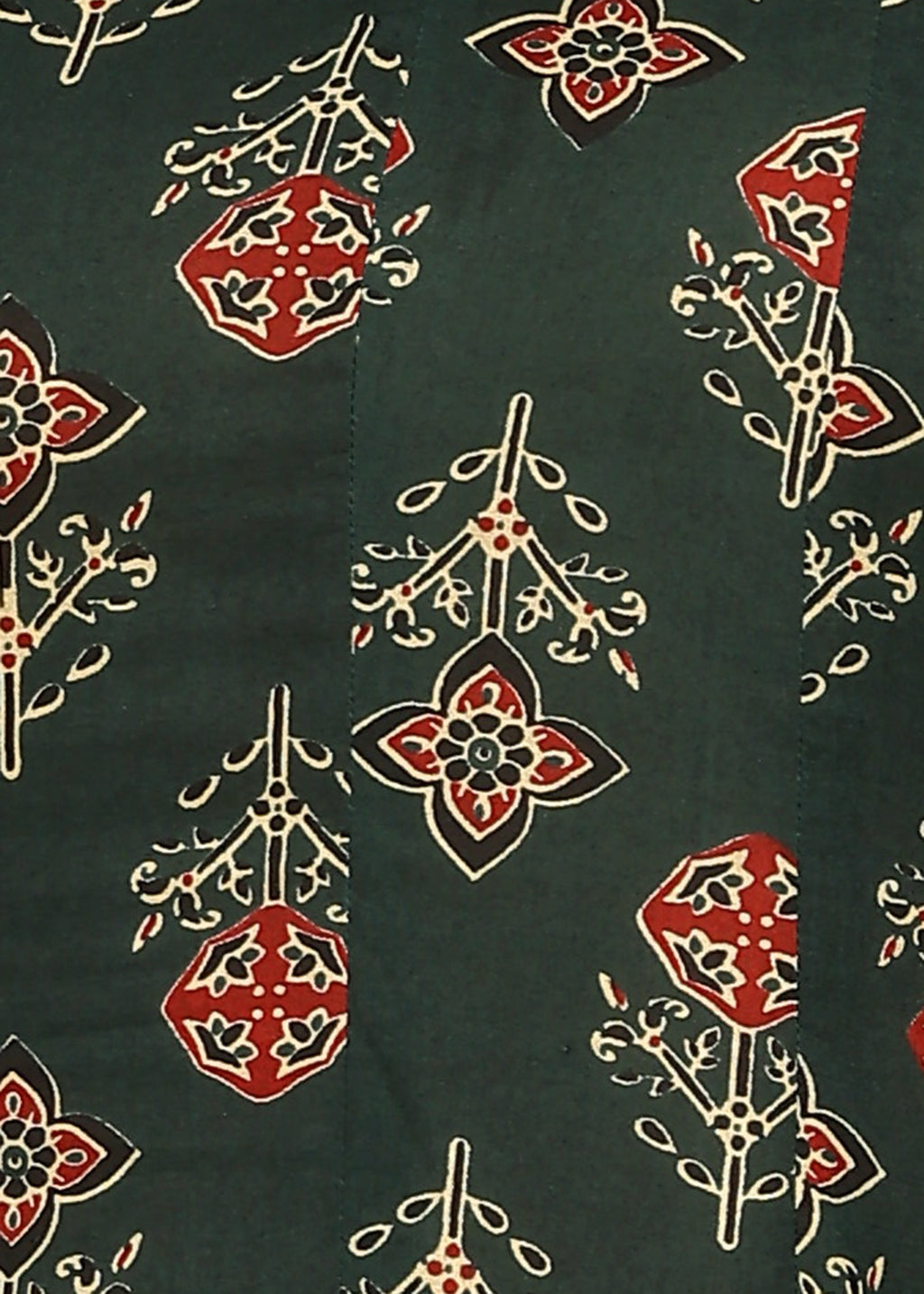 GREEN PRINTED A-LINE KURTA