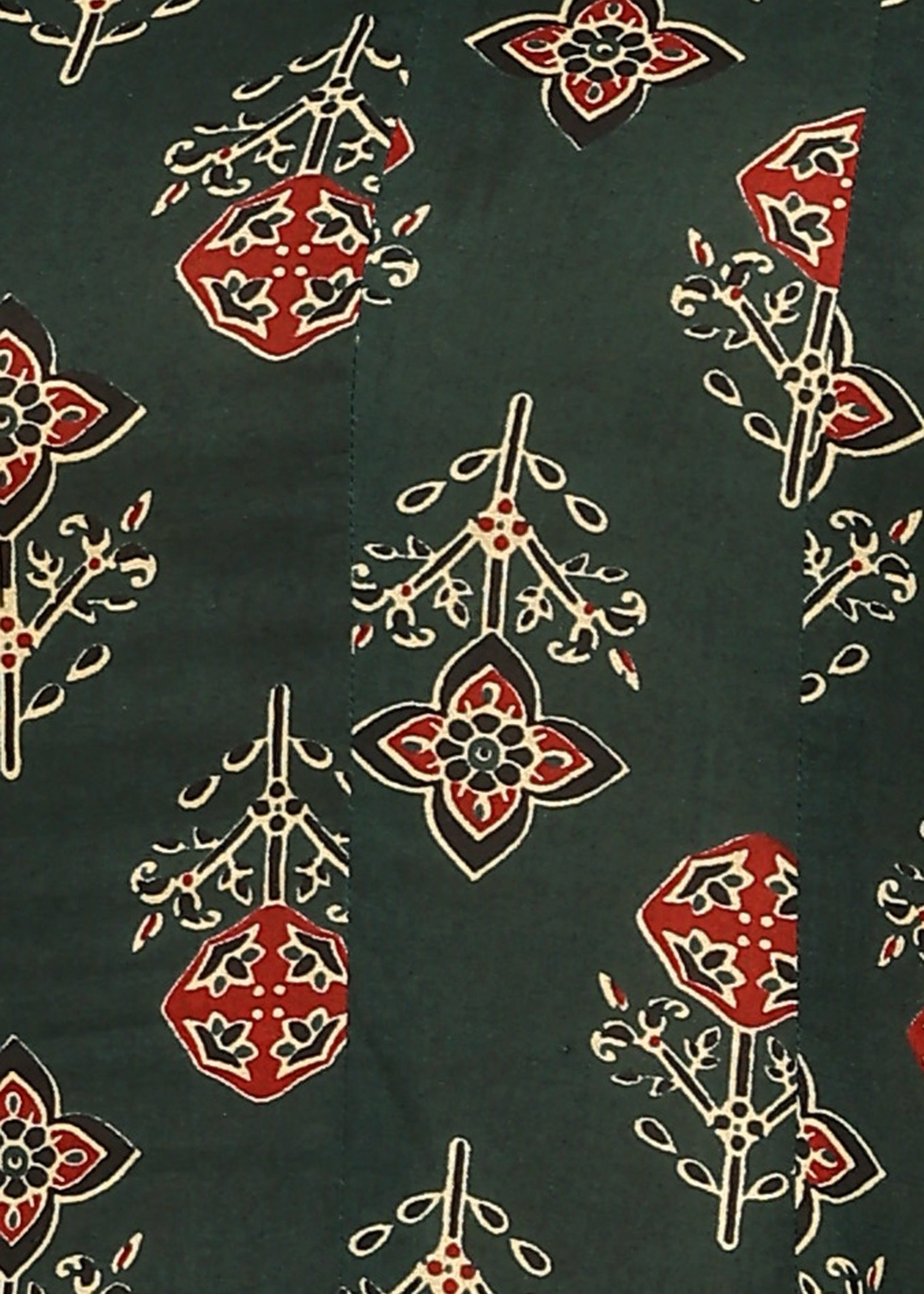 GREEN PRINTED A-LINE KURTA