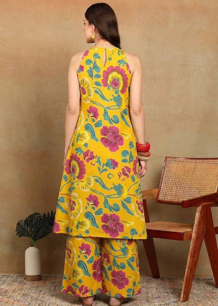 YELLOW FLORAL KURTA PLAZZO
