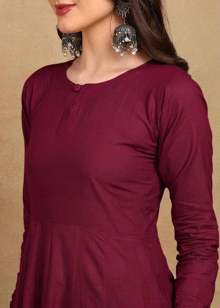WINE ELEGANT KURTA PLAZZO SET