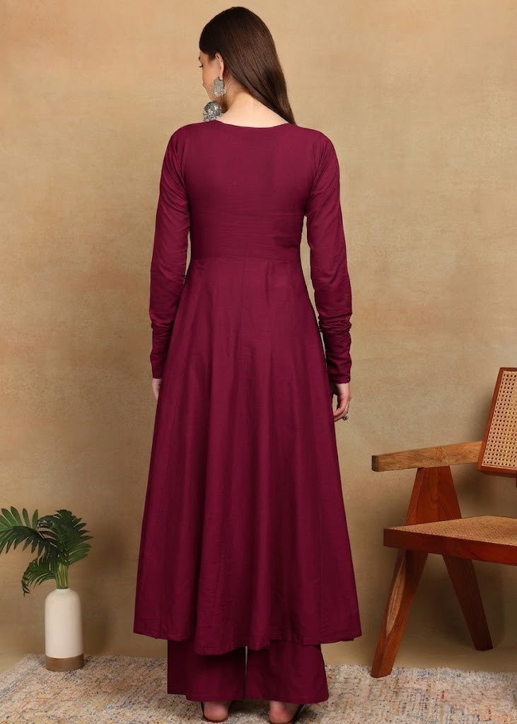 WINE ELEGANT KURTA PLAZZO SET