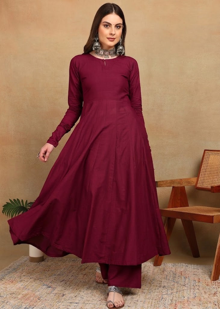 WINE ELEGANT KURTA PLAZZO SET
